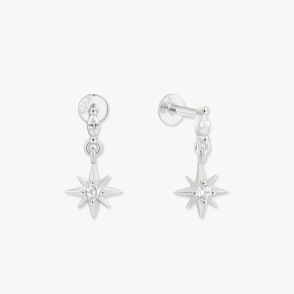 Twilight Star Flat Back Studs in Silver