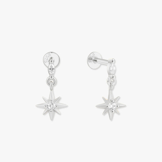 Twilight Star Flat Back Studs in Silver
