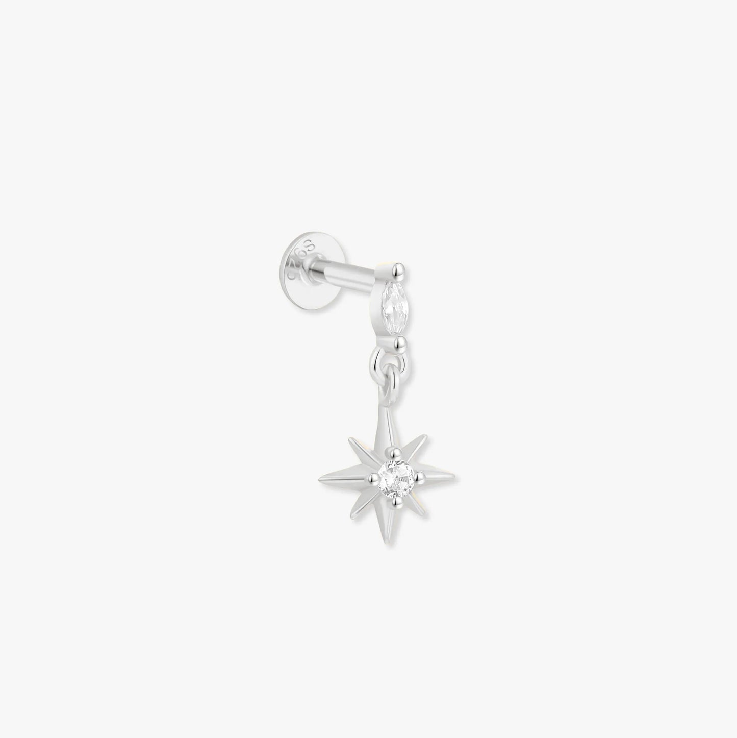 Twilight Star Flat Back Studs in Silver