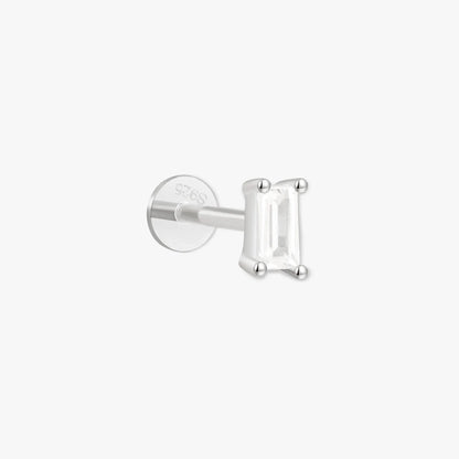 Baguette Cartilage Flat Back Stud in Silver