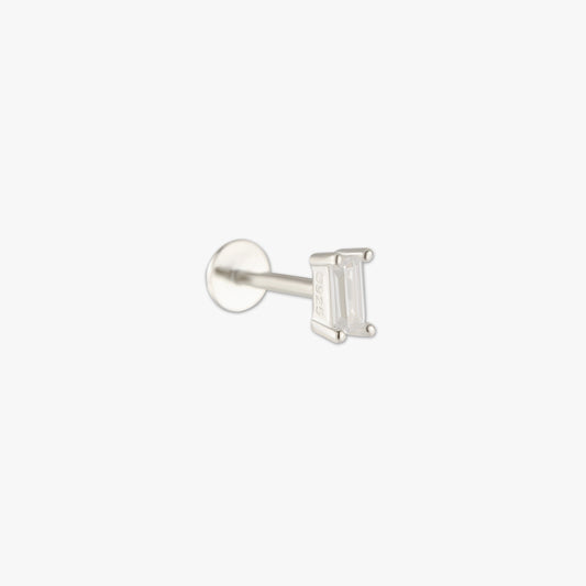 Crystal Baguette Cartilage Stud in Silver