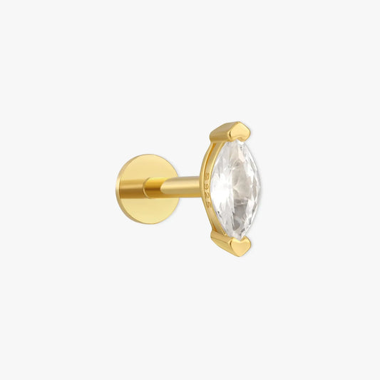 Crystal Marquise Flat Back Stud in Gold