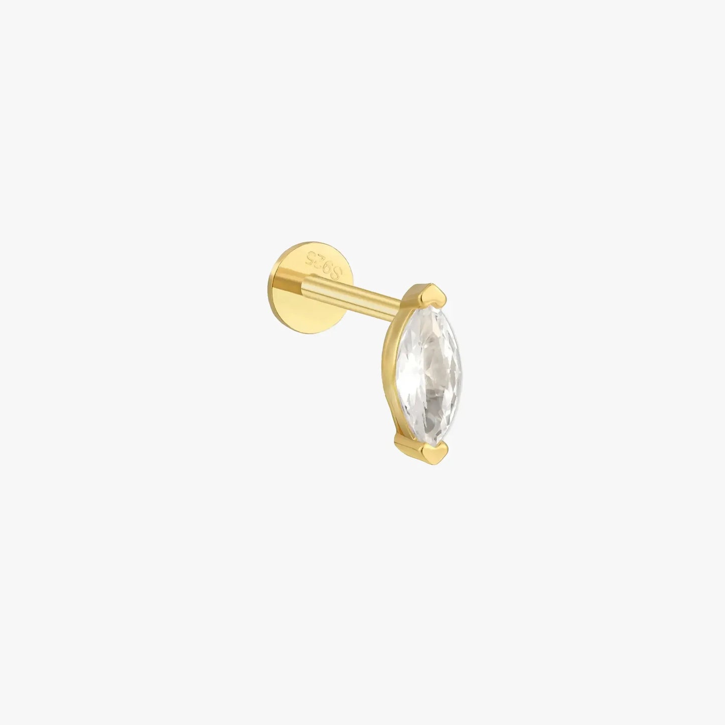 Crystal Marquise Flat Back Stud in Gold