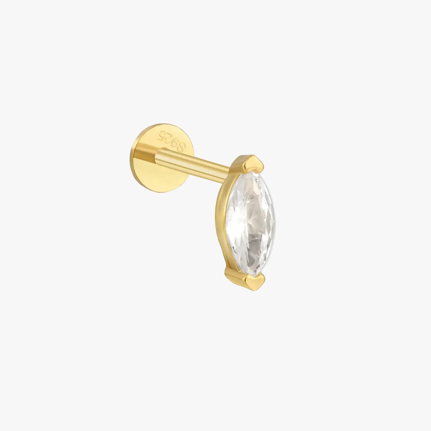 Crystal Marquise Flat Back Stud in Gold