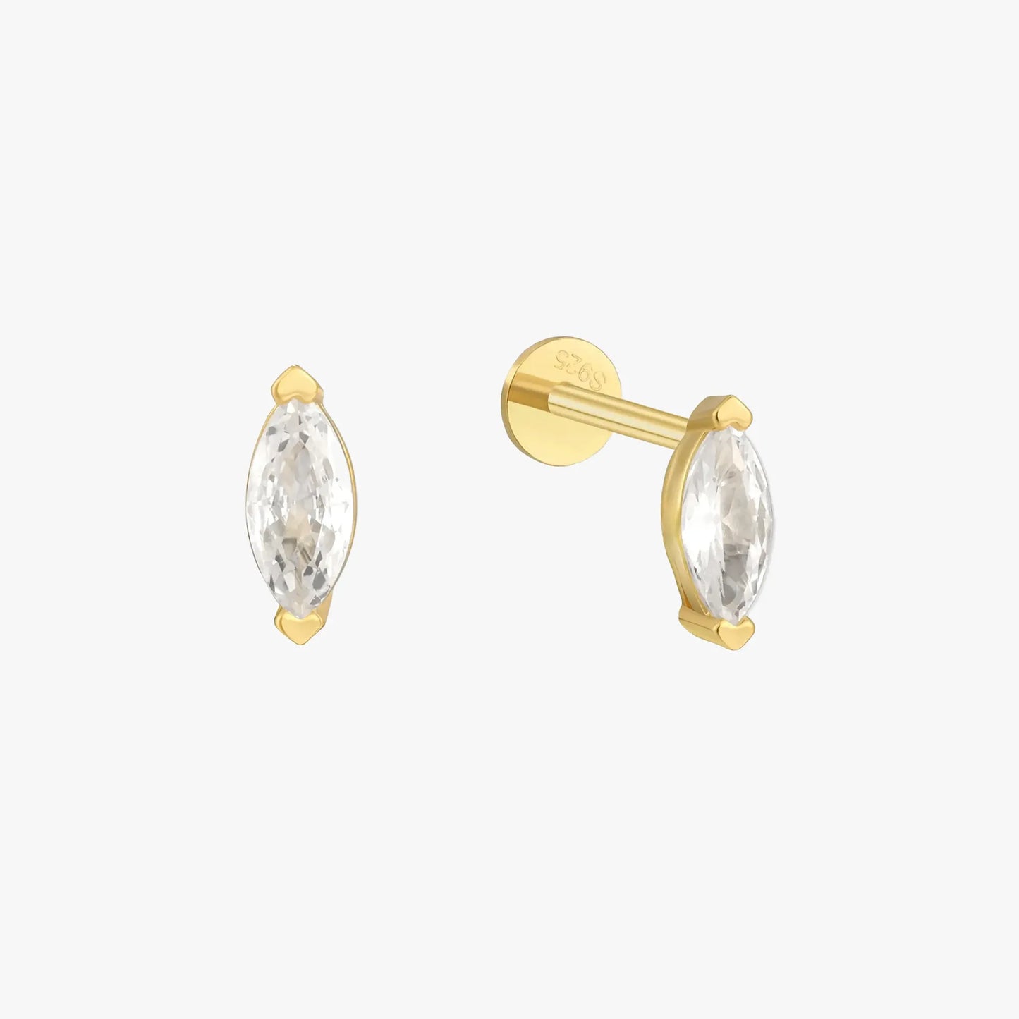 Crystal Marquise Flat Back Studs in Gold