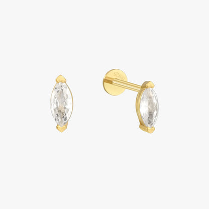 Crystal Marquise Flat Back Studs in Gold