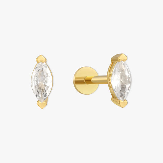Crystal Marquise Flat Back Studs in Gold