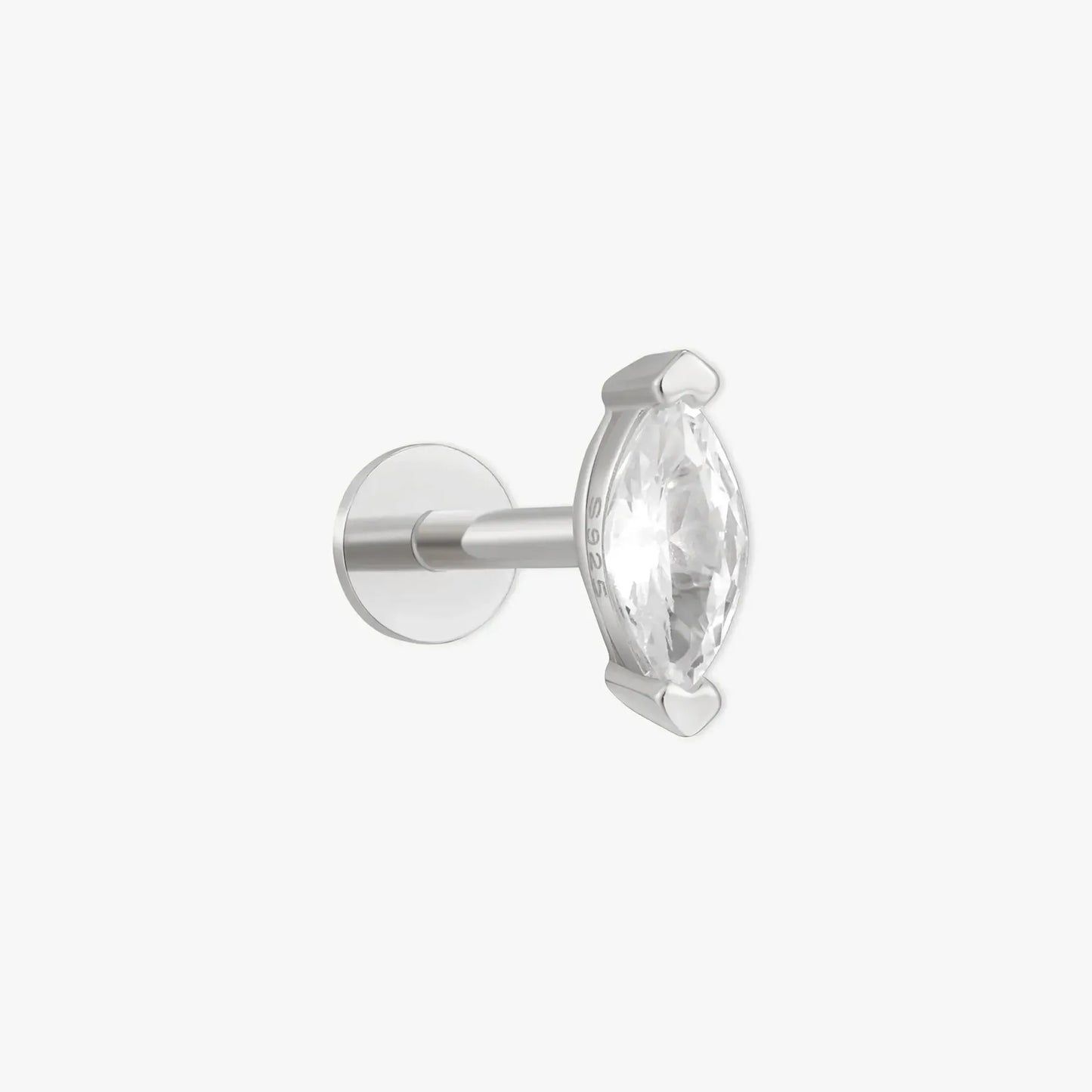 Crystal Marquise Flat Back Studs in Silver