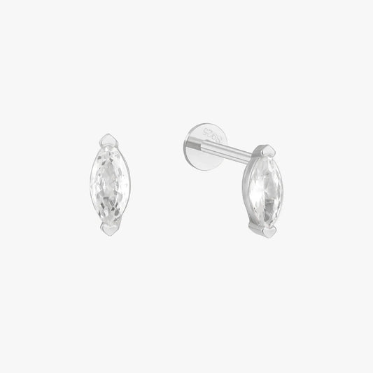 Crystal Marquise Flat Back Studs in Silver