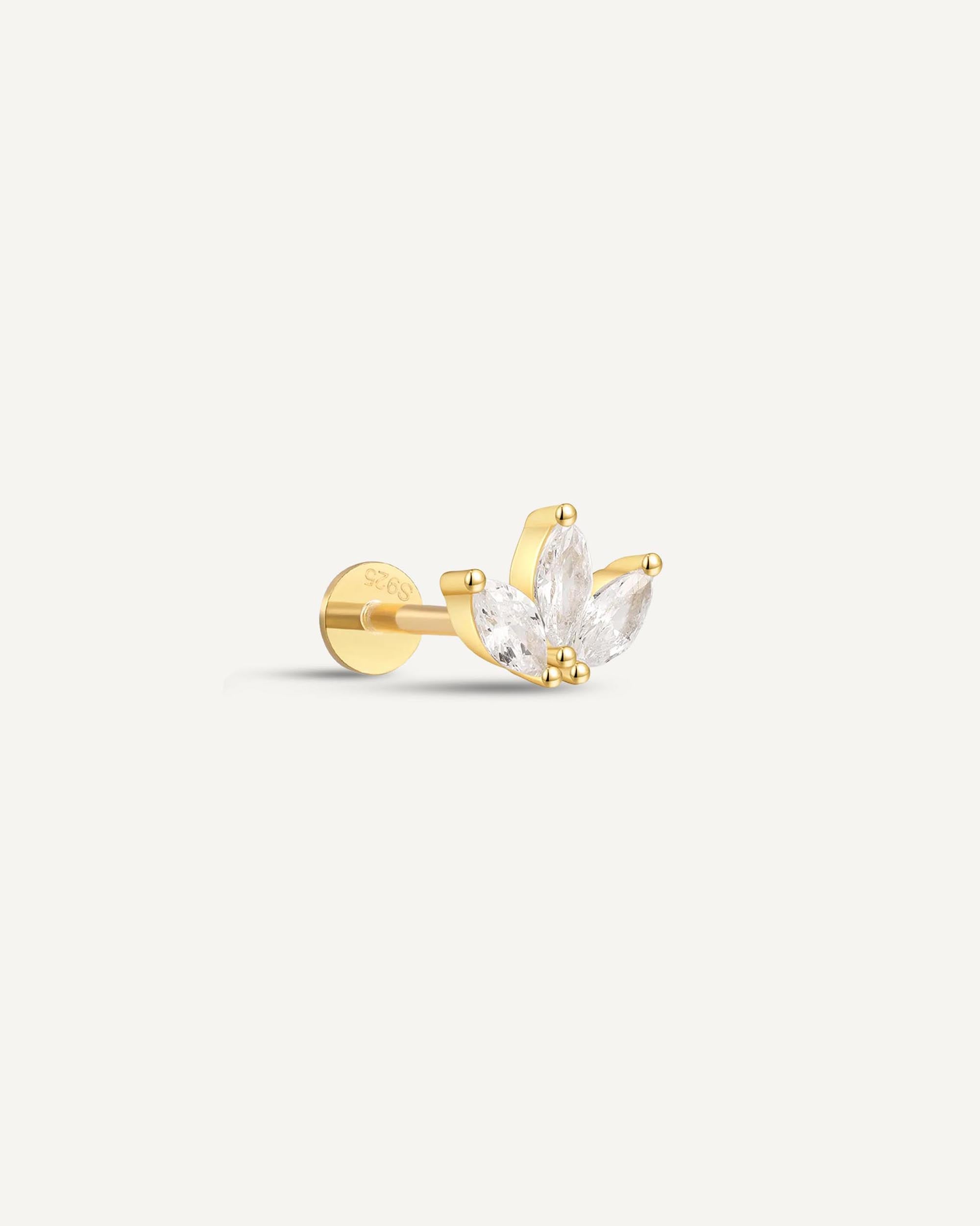CZ Marquise Flat Back Studs in Gold