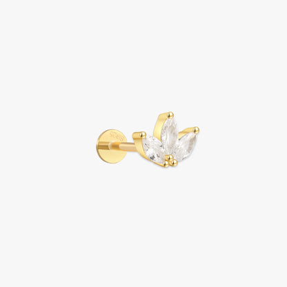 CZ Marquise Flat Back Studs in Gold