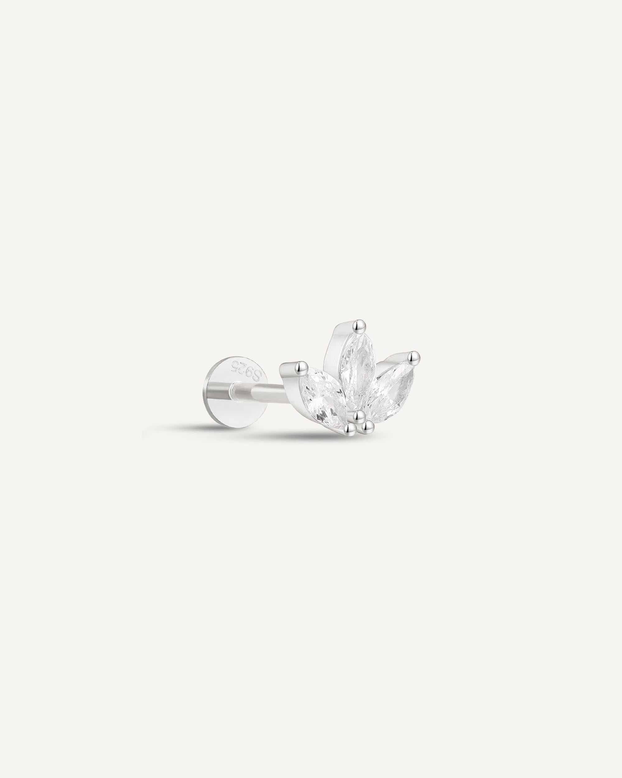 CZ Marquise Flat Back Studs in Silver
