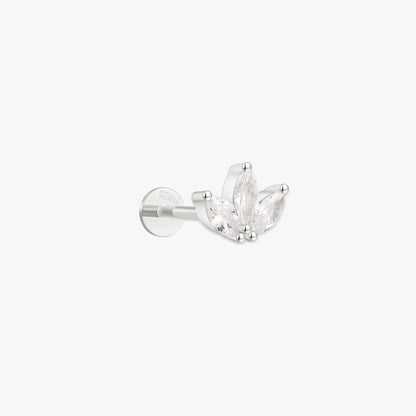 CZ Marquise Flat Back Studs in Silver