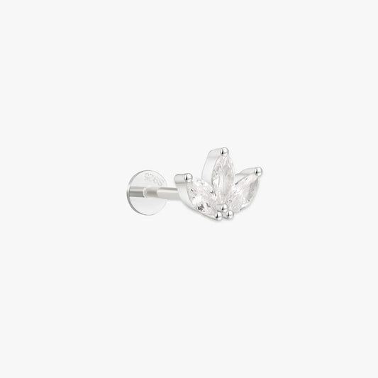 CZ Marquise Flat Back Studs in Silver