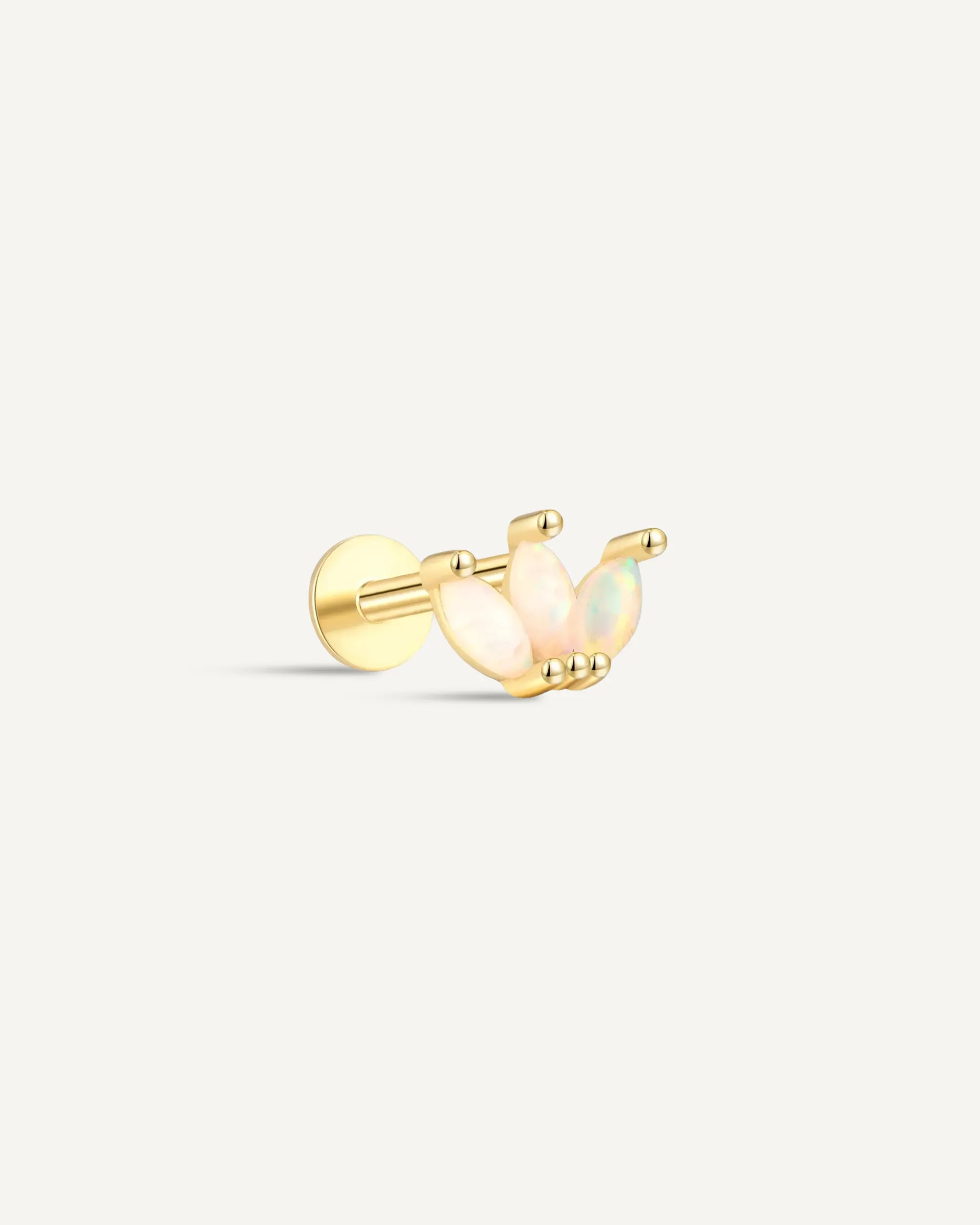 Opal Marquise Cluster Flat Back Stud in Gold