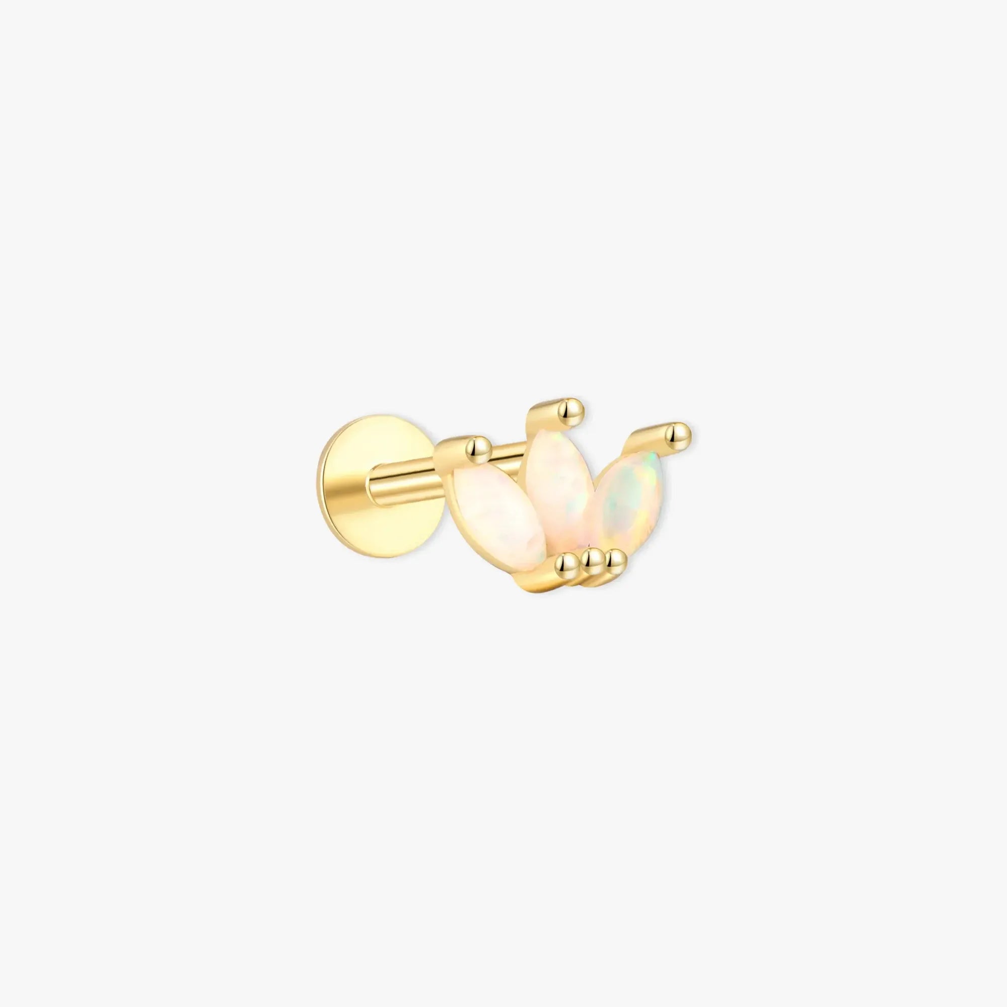 Opal Marquise Flat Back Helix Stud in Gold