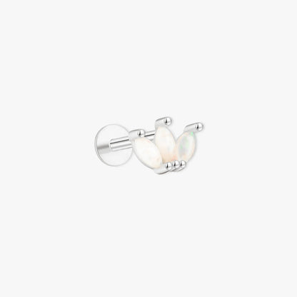 Opal Marquise Flat Back Helix Stud in Silver