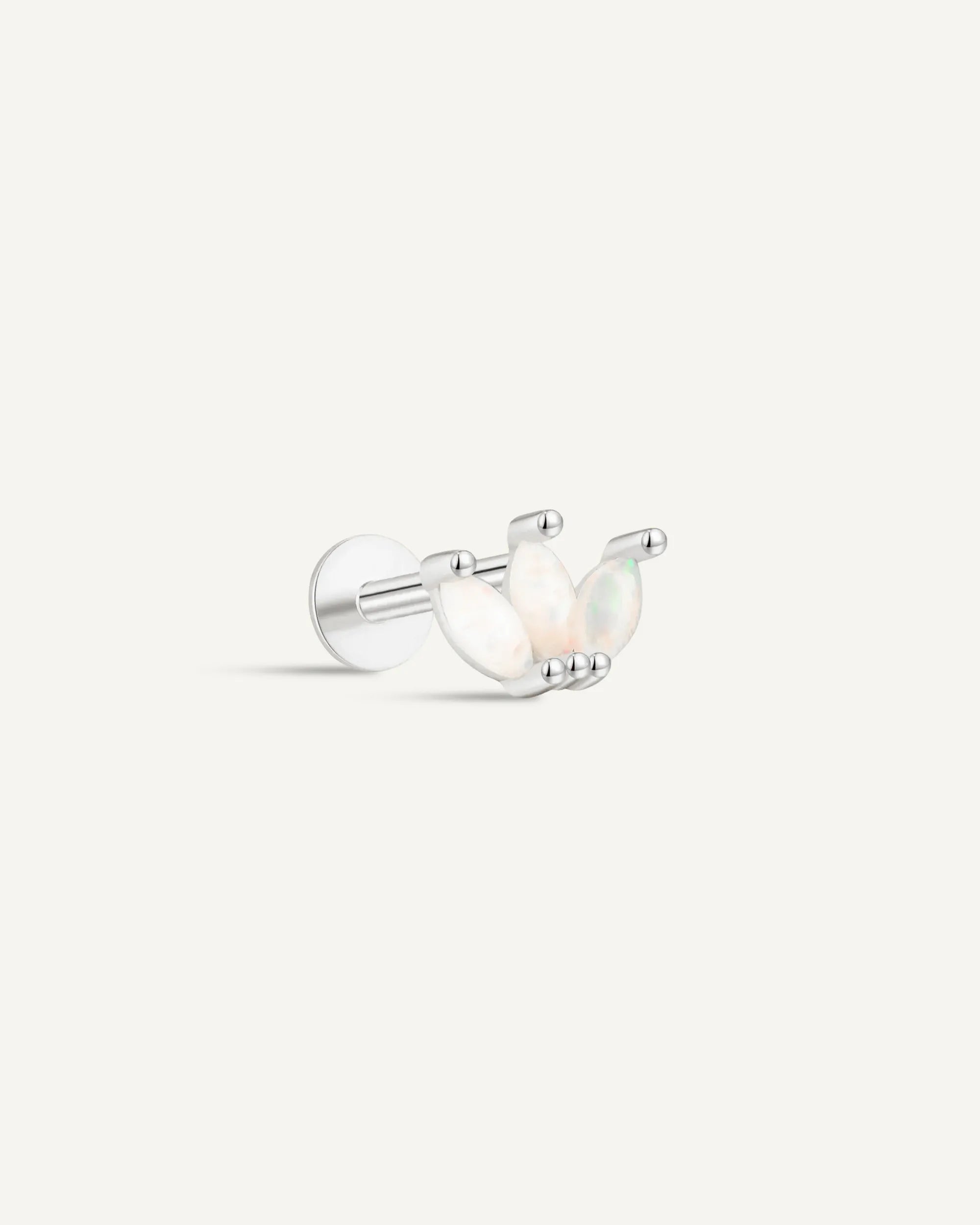 Opal Marquise Cluster Flat Back Stud in Silver