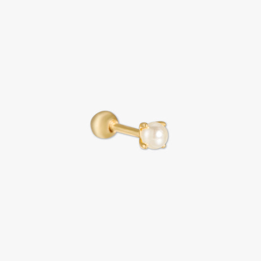 Tiny Pearl Barbell Helix Stud In Gold