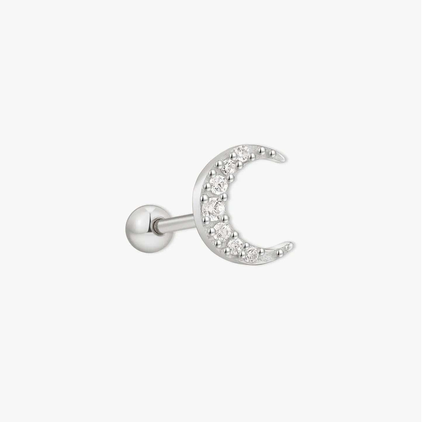 Crystal Moon Barbell Studs in Silver