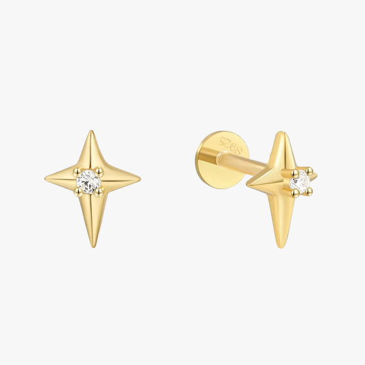 Nova Spark Flat Back Studs in Gold