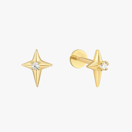 Nova Spark Flat Back Studs in Gold