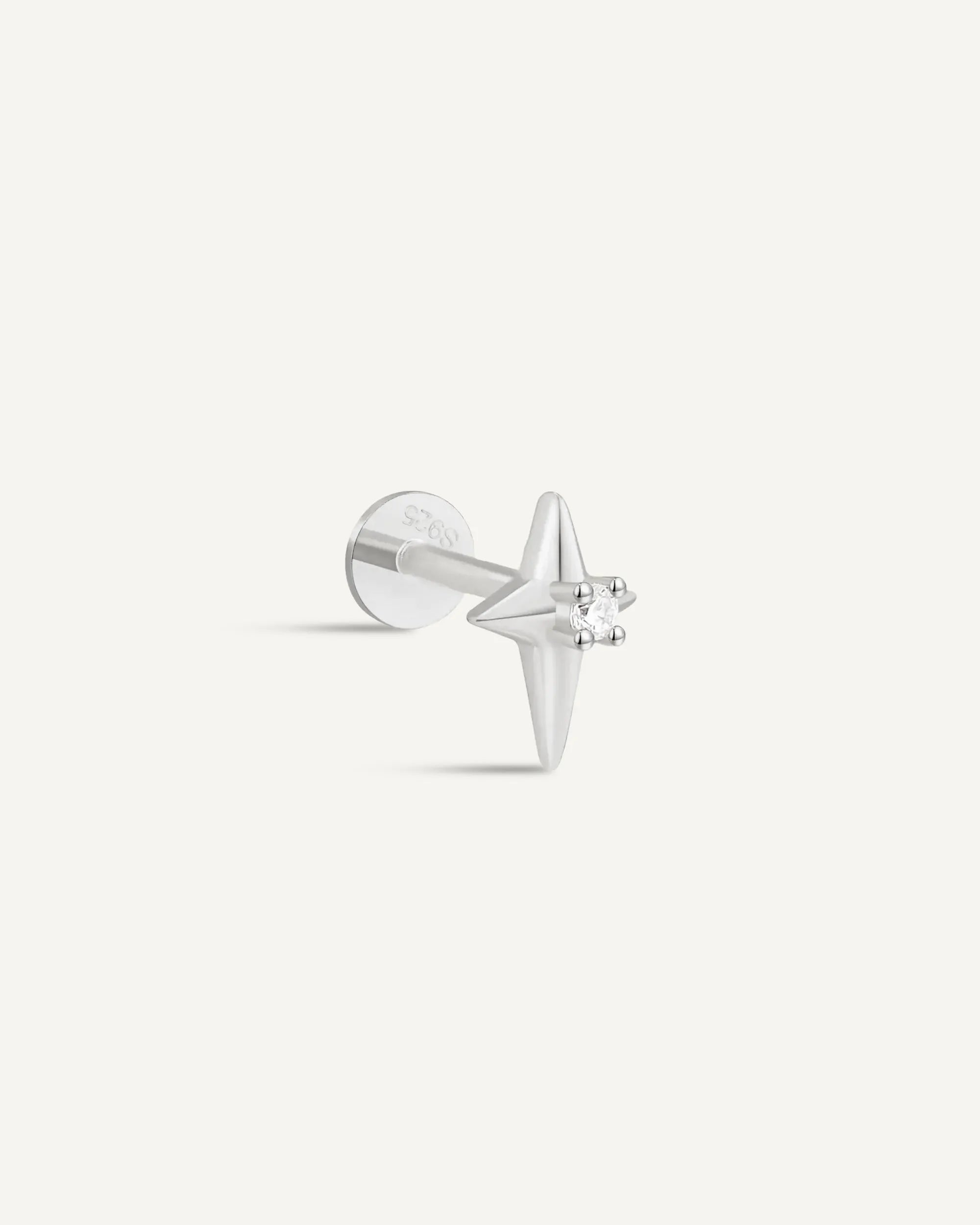 Nova Spark Flat Back Stud in Silver