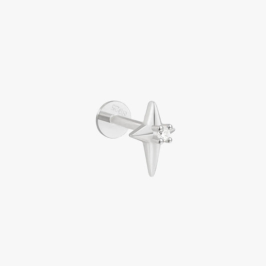 Nova Spark Flat Back Stud in Silver
