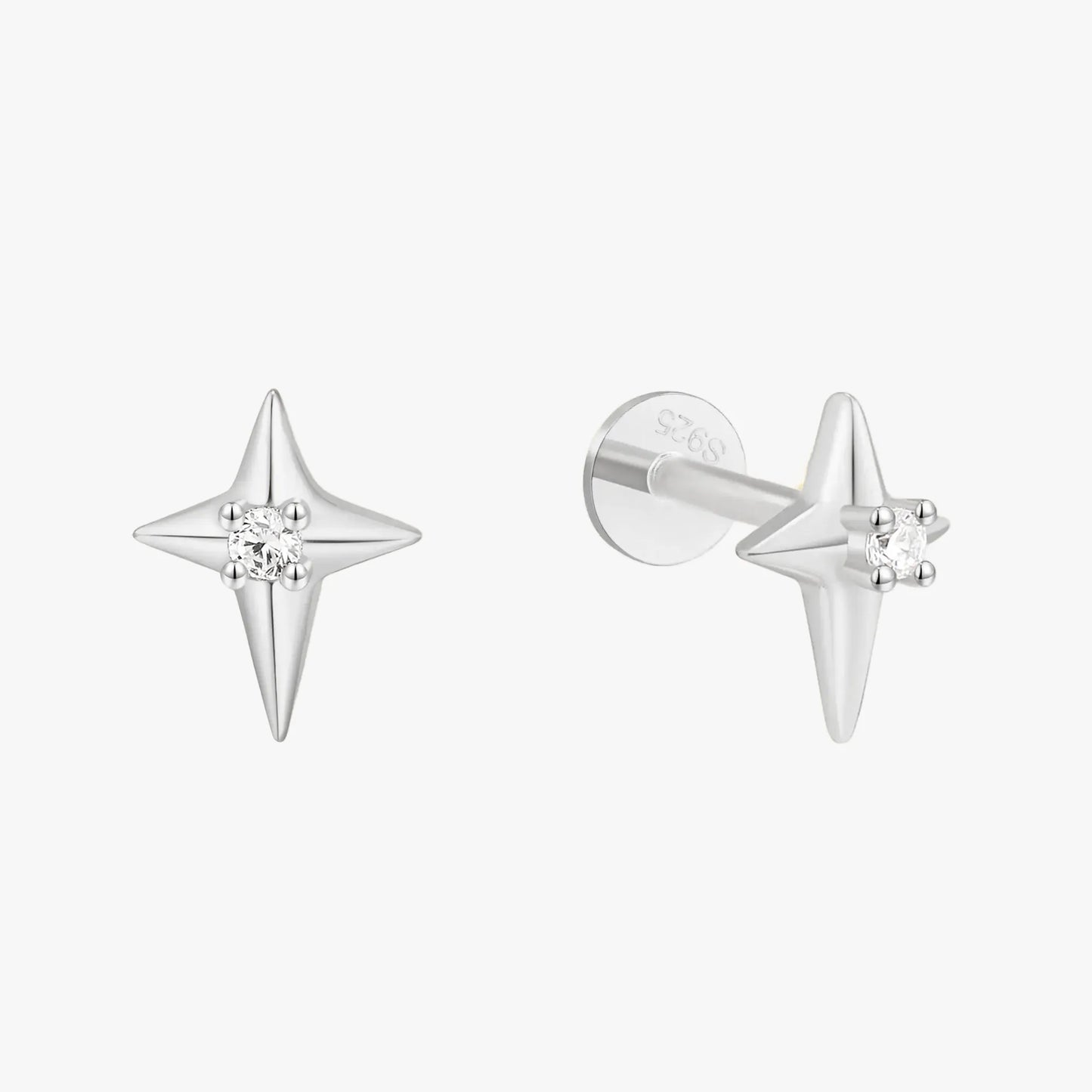 Nova Spark Flat Back Studs in Silver