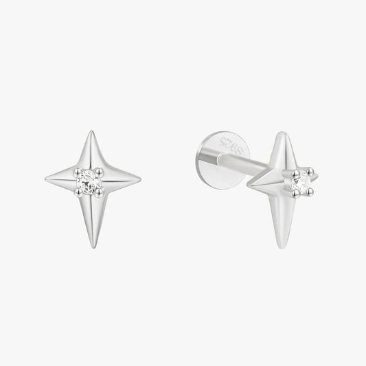 Nova Spark Flat Back Studs in Silver