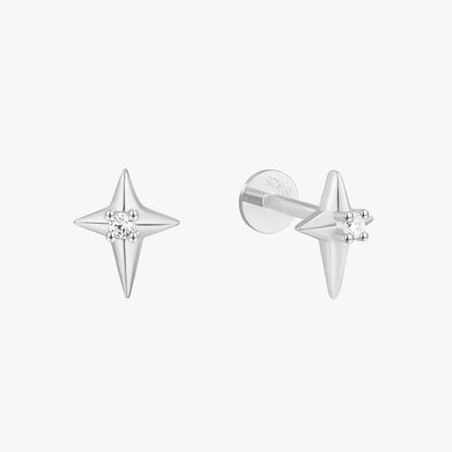 Nova Spark Flat Back Studs in Silver