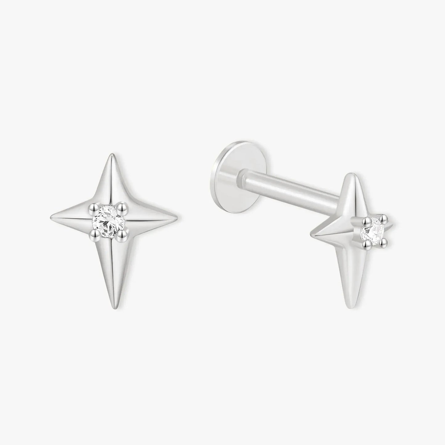 Nova Spark Labret Studs in Silver