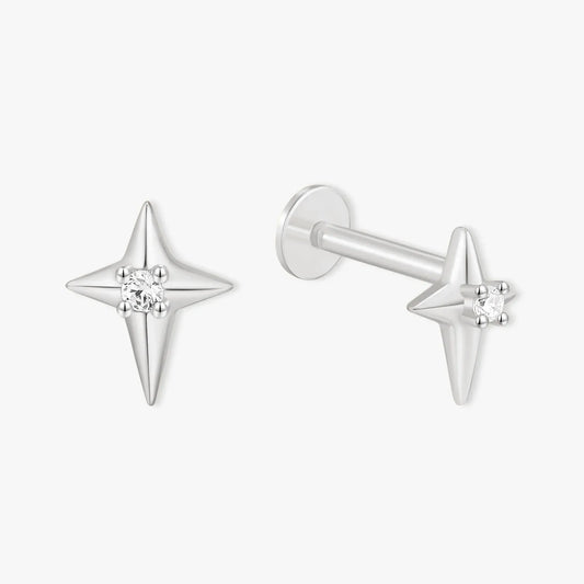 Nova Spark Labret Studs in Silver