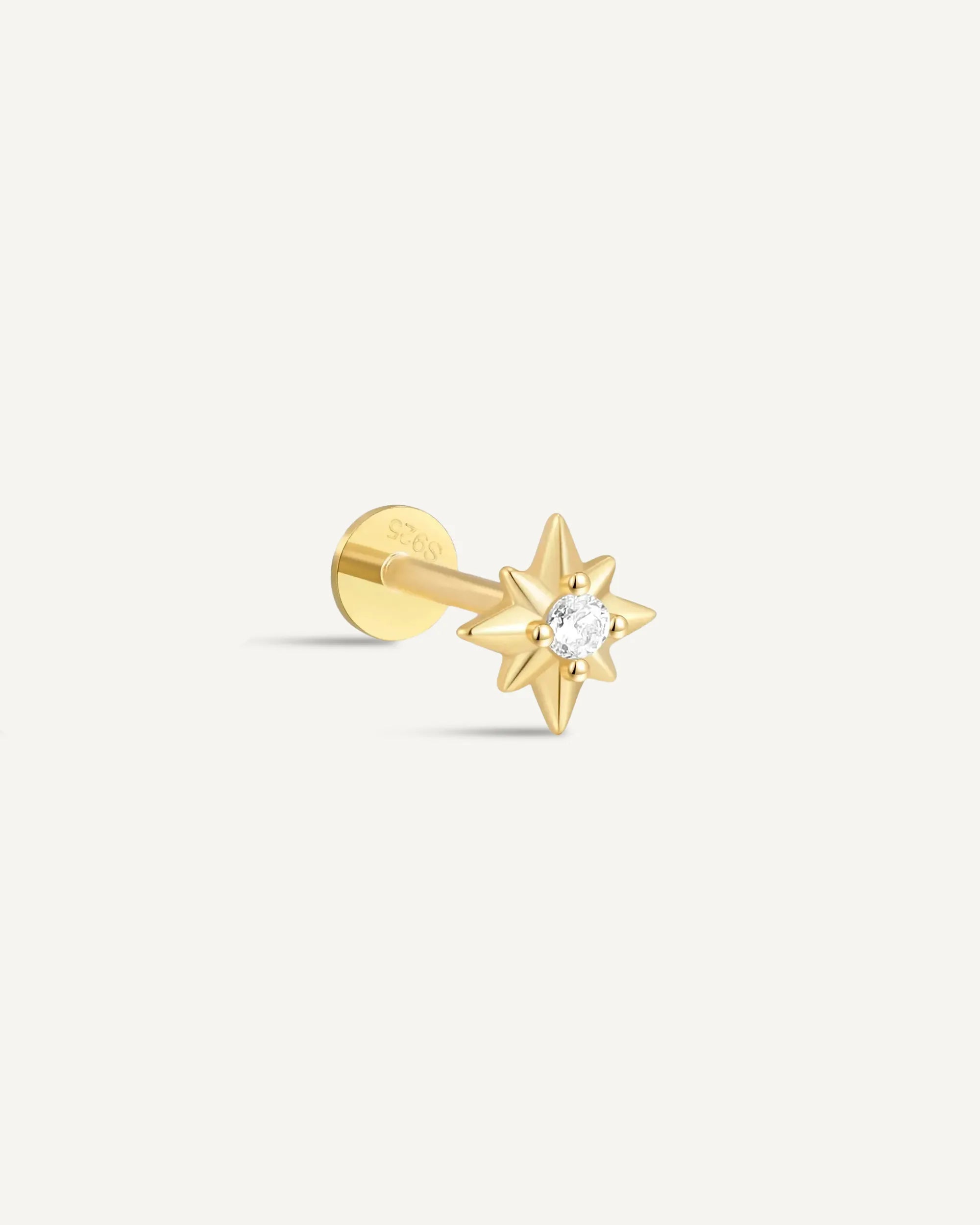 Starburst Helix Flat Back Stud in Gold