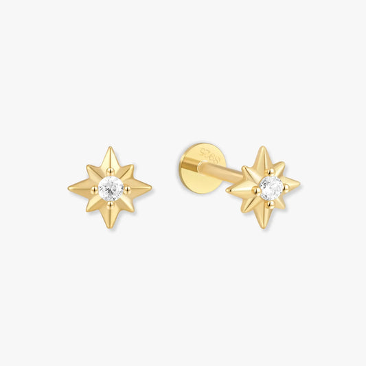 Starburst Crystal Flat Back Studs in Gold