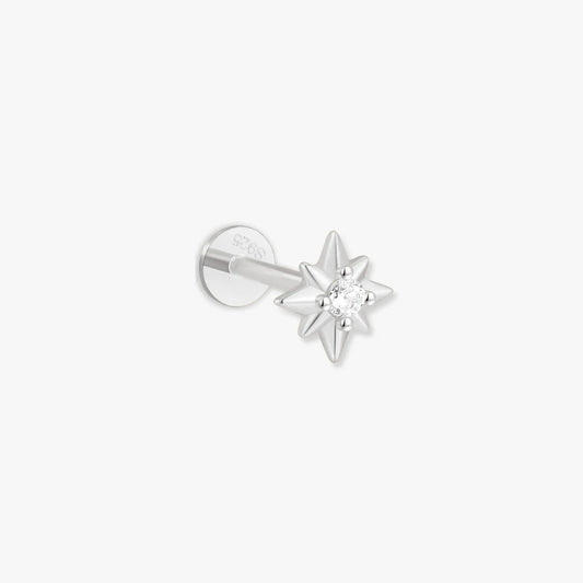 Starburst Helix Flat Back Stud in Silver