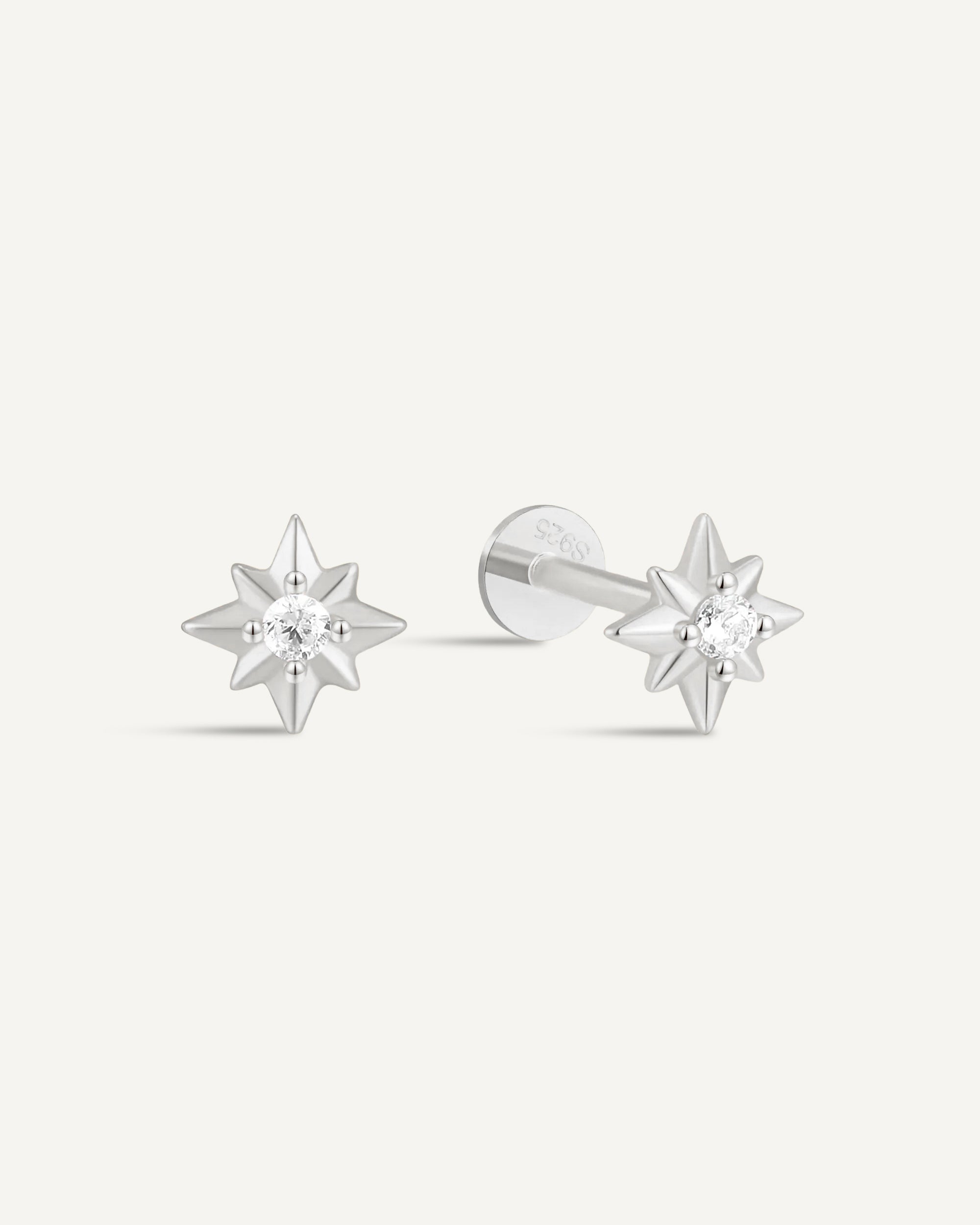 Starburst Crystal Flat Back Studs in Silver