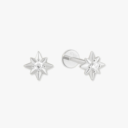 Starburst Crystal Flat Back Studs in Silver