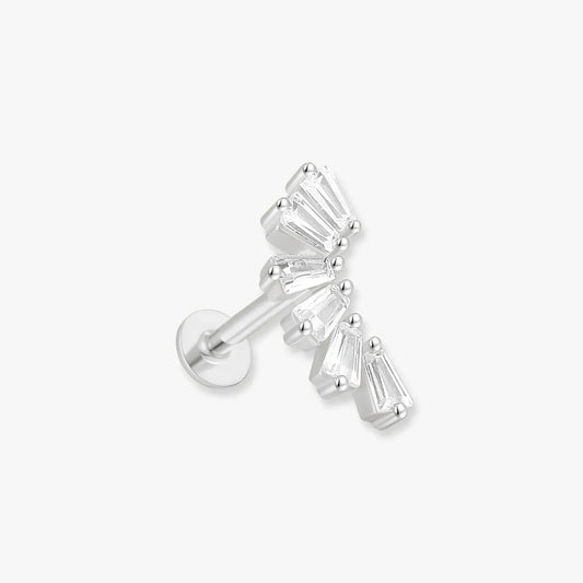 Crystal Cascade Labret Climber Stud in Silver