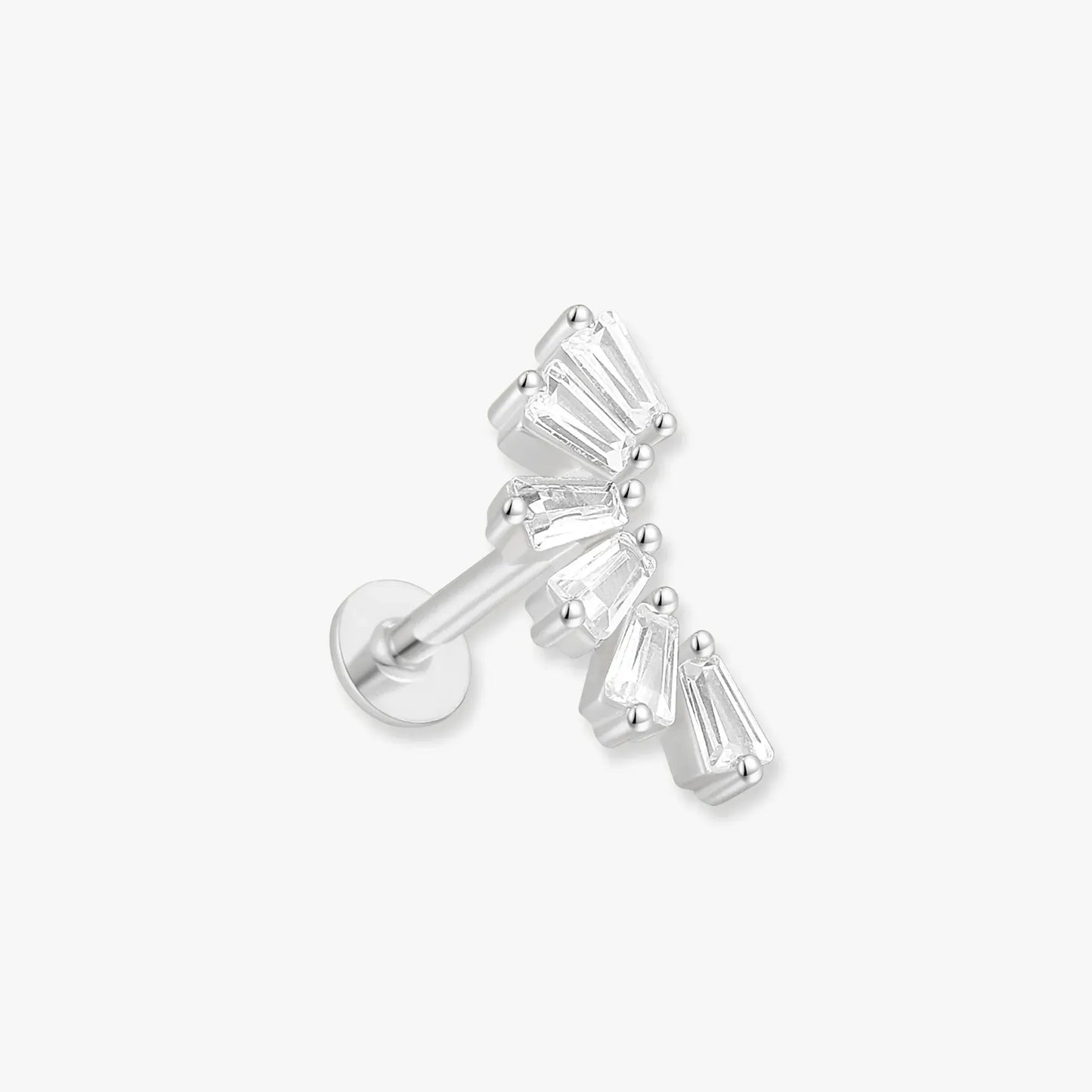 Crystal Cascade Labret Climber Studs in Silver