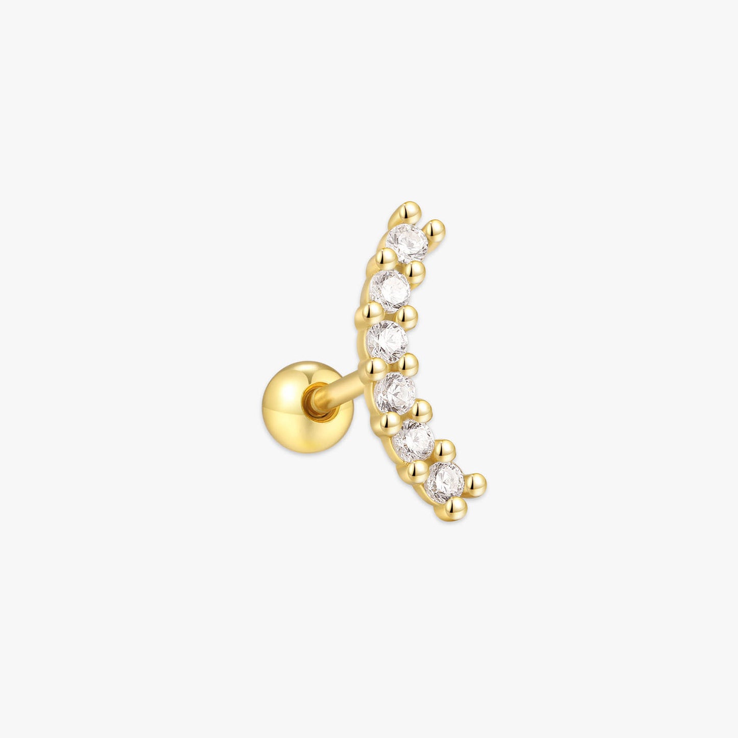 Pave Crescent Barbell Climber Stud In Gold