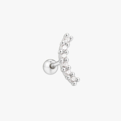 Pave Crescent Barbell Climber Stud In Silver