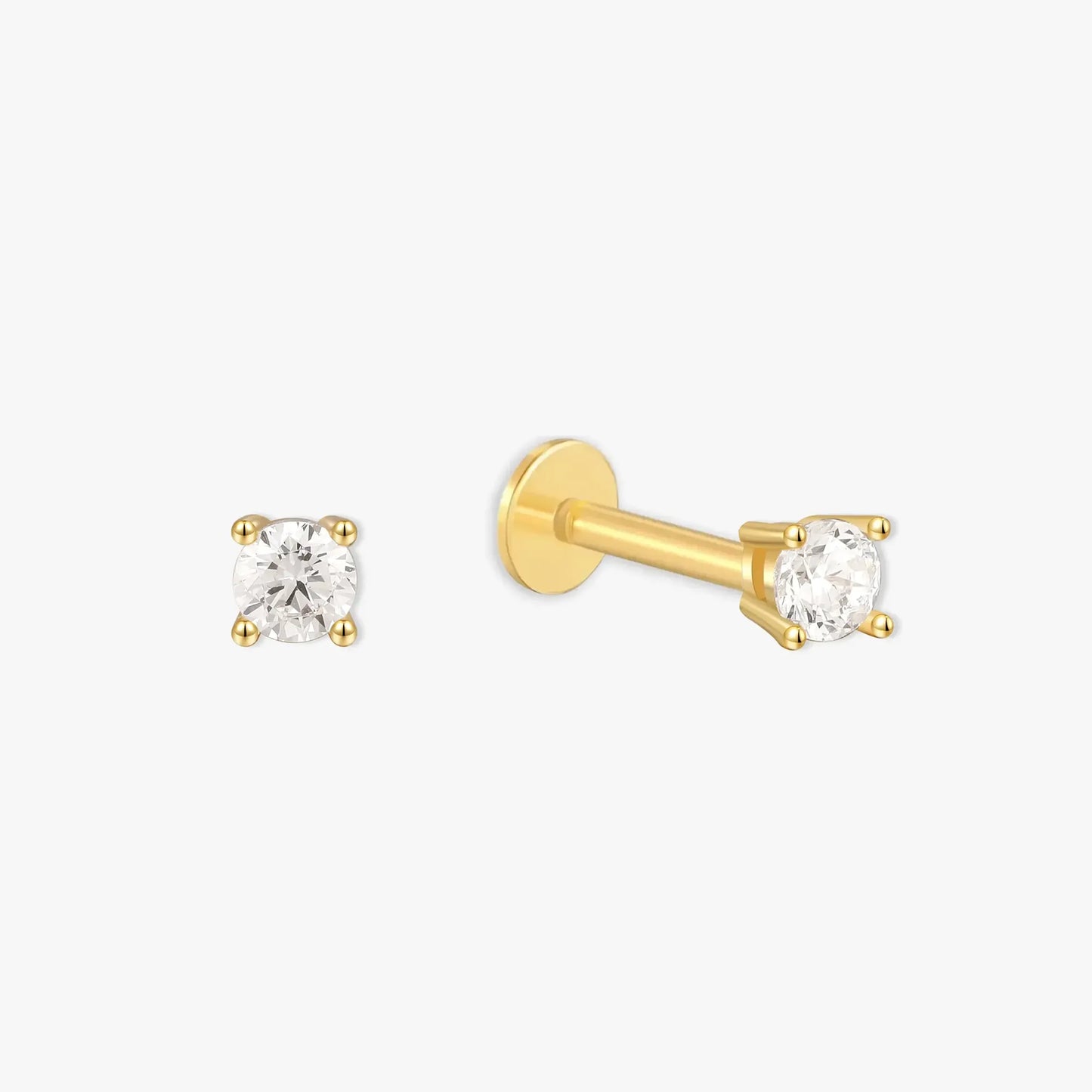 Essential Flat Back Diamond Studs In Gold