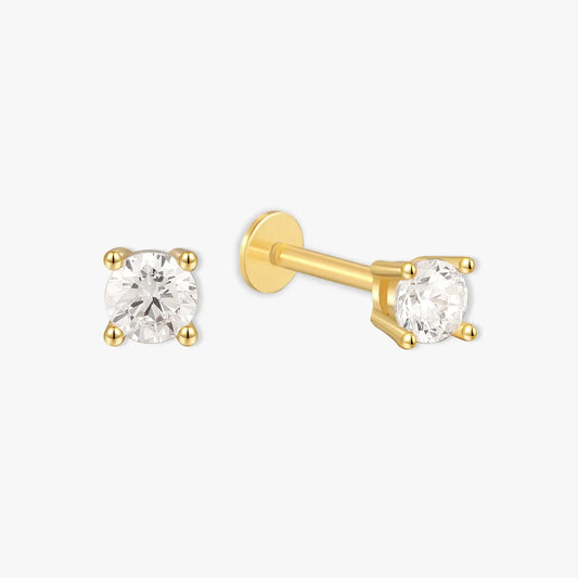 Essential Flat Back Diamond Studs In Gold