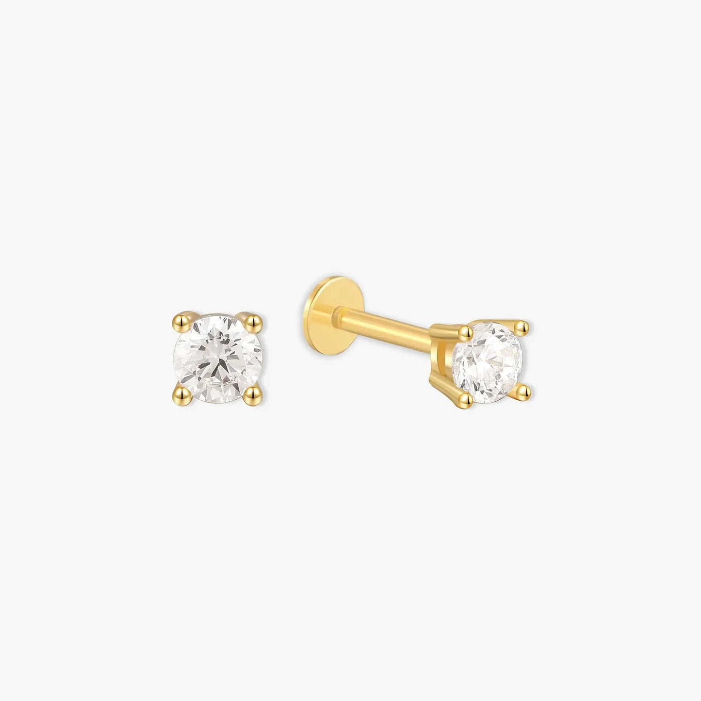 Essential Flat Back Diamond Studs In Gold