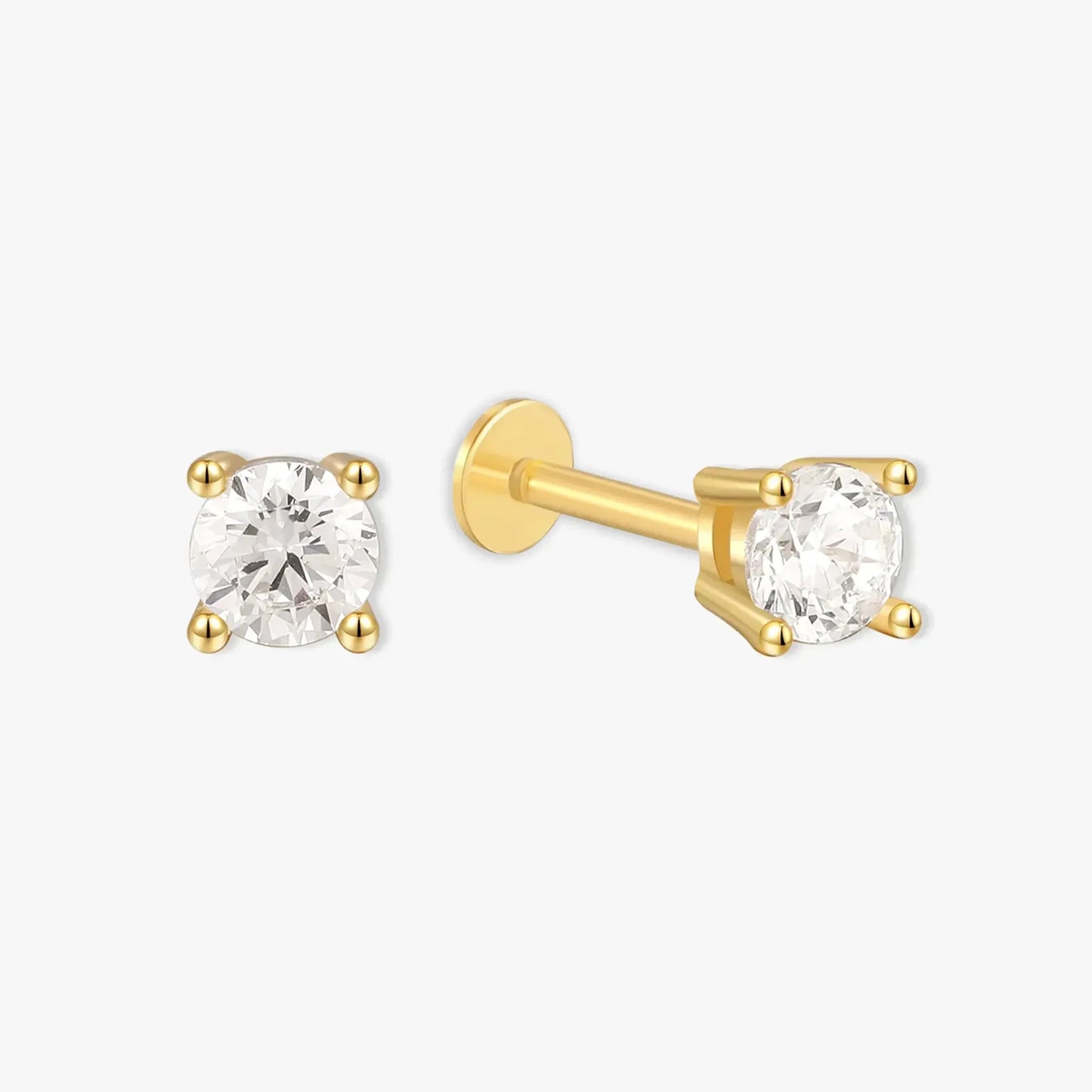 Essential Flat Back Diamond Studs In Gold
