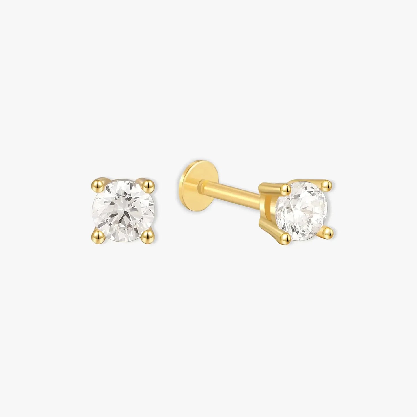 Essential Flat Back Diamond Studs In Gold
