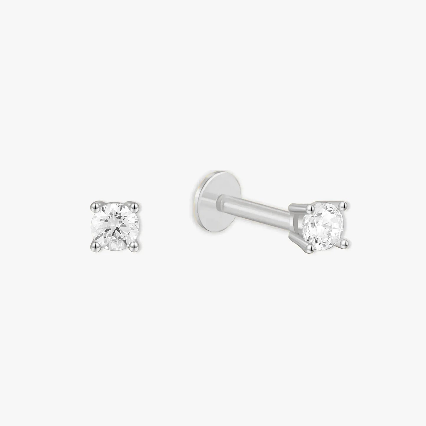 Essential Flat Back Diamond Studs In Silver