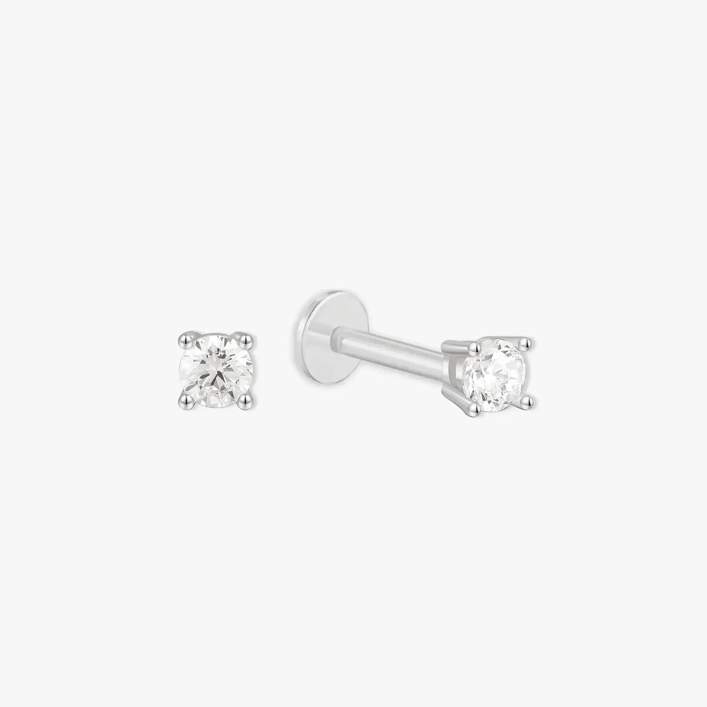Essential Flat Back Diamond Studs In Silver