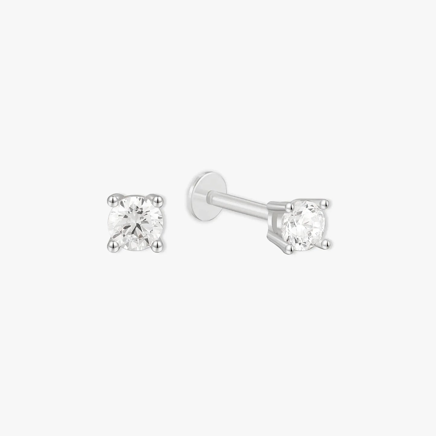 Essential Flat Back Diamond Studs In Silver